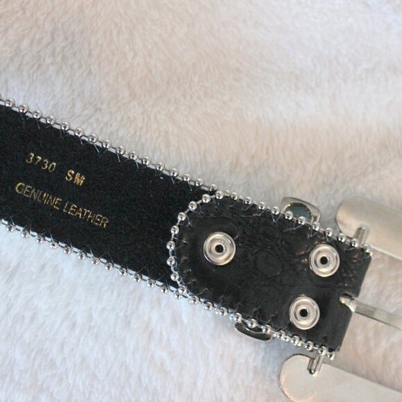Western Black Bling Cross Belt & Buckle Clear Crystal Accent 